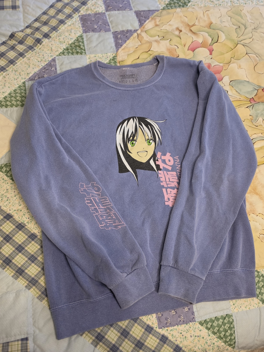 Anime Graphic Lavender Crewneck Sweater - Urban Outfiters